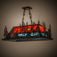 Meyda Lighting Bear Through the Trees 36" 6-Light Dark Burnished Antique Copper Island Pendant Light With Orange Sunset & Blue Green Shade Glass
