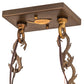 Meyda Lighting Bear Through the Trees 36" 6-Light Dark Burnished Antique Copper Island Pendant Light With Orange Sunset & Blue Green Shade Glass