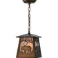 Meyda Lighting Bear at Dawn 10" Antique Copper Mini Pendant Light With Silver Mica Shade Glass