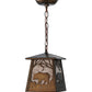 Meyda Lighting Bear at Dawn 10" Antique Copper Mini Pendant Light With Silver Mica Shade Glass