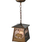 Meyda Lighting Bear at Dawn 10" Antique Copper Mini Pendant Light With Silver Mica Shade Glass