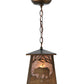 Meyda Lighting Bear at Dawn 10" Antique Copper Mini Pendant Light With Silver Mica Shade Glass