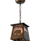 Meyda Lighting Bear at Dawn 10" Antique Copper Mini Pendant Light With Silver Mica Shade Glass