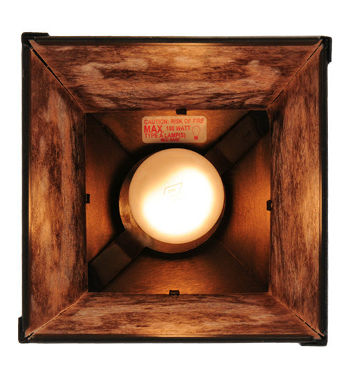 Meyda Lighting Bear at Dawn 10" Antique Copper Mini Pendant Light With Silver Mica Shade Glass