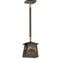 Meyda Lighting Bear at Dawn 10" Antique Copper Mini Pendant Light With Silver Mica Shade Glass