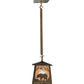 Meyda Lighting Bear at Dawn 10" Antique Copper Mini Pendant Light With Silver Mica Shade Glass