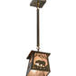 Meyda Lighting Bear at Dawn 10" Antique Copper Mini Pendant Light With Silver Mica Shade Glass