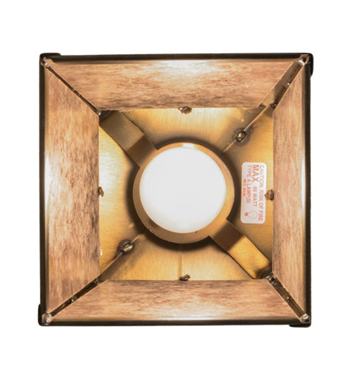 Meyda Lighting Bear at Dawn 10" Antique Copper Mini Pendant Light With Silver Mica Shade Glass