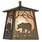 Meyda Lighting Bear at Dawn 10" Antique Copper Mini Pendant Light With Silver Mica Shade Glass