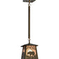 Meyda Lighting Bear at Dawn 10" Antique Copper Mini Pendant Light With Silver Mica Shade Glass