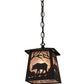 Meyda Lighting Bear at Dawn 10" Oil Rubbed Bronze Mini Pendant Light With Silver Mica Shade Glass