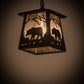 Meyda Lighting Bear at Dawn 10" Old Wrought Iron Mini Pendant Light With Clear Seeded Shade Glass