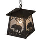 Meyda Lighting Bear at Dawn 10" Old Wrought Iron Mini Pendant Light With Clear Seeded Shade Glass