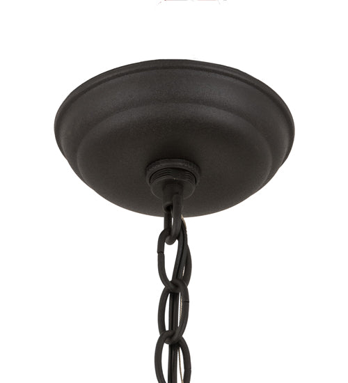 Meyda Lighting Bear at Dawn 10" Old Wrought Iron Mini Pendant Light With Clear Seeded Shade Glass