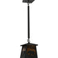 Meyda Lighting Bear at Dawn 10" Textured Black Mini Pendant Light With Amber Mica Shade Glass