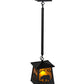 Meyda Lighting Bear at Dawn 10" Textured Black Mini Pendant Light With Amber Mica Shade Glass