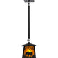 Meyda Lighting Bear at Dawn 10" Textured Black Mini Pendant Light With Amber Mica Shade Glass