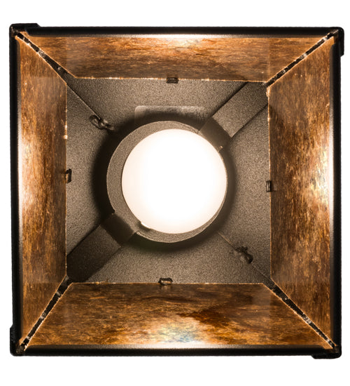 Meyda Lighting Bear at Dawn 10" Textured Black Mini Pendant Light With Amber Mica Shade Glass