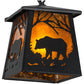 Meyda Lighting Bear at Dawn 10" Textured Black Mini Pendant Light With Amber Mica Shade Glass