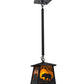 Meyda Lighting Bear at Dawn 10" Textured Black Mini Pendant Light With Amber Mica Shade Glass