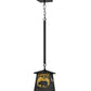 Meyda Lighting Bear at Dawn 10" Textured Black Mini Pendant Light With Beige Art Shade Glass