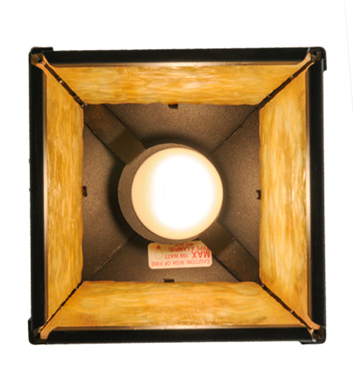 Meyda Lighting Bear at Dawn 10" Textured Black Mini Pendant Light With Beige Art Shade Glass