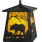 Meyda Lighting Bear at Dawn 10" Textured Black Mini Pendant Light With Beige Art Shade Glass