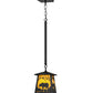 Meyda Lighting Bear at Dawn 10" Textured Black Mini Pendant Light With Beige Art Shade Glass