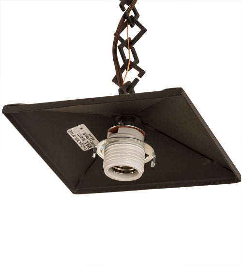 Meyda Lighting Bear at Dawn 10" Wrought Iron Mini Pendant Light With Amber Mica Shade Glass