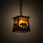 Meyda Lighting Bear at Dawn 10" Wrought Iron Mini Pendant Light With Amber Mica Shade Glass