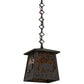 Meyda Lighting Bear at Dawn 10" Wrought Iron Mini Pendant Light With Amber Mica Shade Glass
