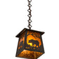 Meyda Lighting Bear at Dawn 10" Wrought Iron Mini Pendant Light With Amber Mica Shade Glass