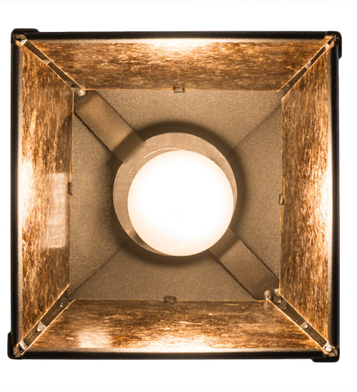 Meyda Lighting Bear at Dawn 10" Wrought Iron Mini Pendant Light With Amber Mica Shade Glass
