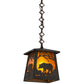 Meyda Lighting Bear at Dawn 10" Wrought Iron Mini Pendant Light With Amber Mica Shade Glass