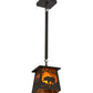 Meyda Lighting Bear at Dawn 11" Timeless Bronze Mini Pendant Light With Amber Mica Shade Glass