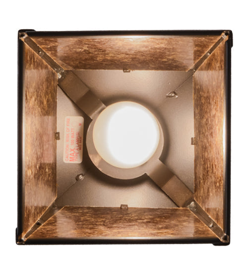 Meyda Lighting Bear at Dawn 11" Timeless Bronze Mini Pendant Light With Amber Mica Shade Glass