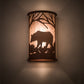 Meyda Lighting Bear at Dawn 13" 2-Light Rust Wall Sconce With Silver Mica Shade Glass