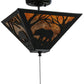 Meyda Lighting Bear at Dawn 16" 3-Light Textured Black Flush Mount Light With Amber Mica Shade Glass