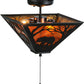 Meyda Lighting Bear at Dawn 16" 3-Light Textured Black Flush Mount Light With Amber Mica Shade Glass