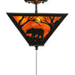 Meyda Lighting Bear at Dawn 16" 3-Light Textured Black Flush Mount Light With Amber Mica Shade Glass