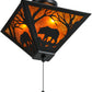 Meyda Lighting Bear at Dawn 16" 3-Light Textured Black Flush Mount Light With Amber Mica Shade Glass