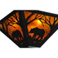Meyda Lighting Bear at Dawn 16" 3-Light Textured Black Flush Mount Light With Amber Mica Shade Glass