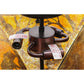 Meyda Lighting Bear at Dawn 16" 3-Light Textured Black Flush Mount Light With Amber Mica Shade Glass