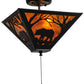 Meyda Lighting Bear at Dawn 16" 3-Light Textured Black Flush Mount Light With Amber Mica Shade Glass