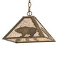 Meyda Lighting Bear at Dawn 16" Antique Copper Pendant Light With Silver Mica Shade Glass