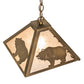 Meyda Lighting Bear at Dawn 16" Antique Copper Pendant Light With Silver Mica Shade Glass