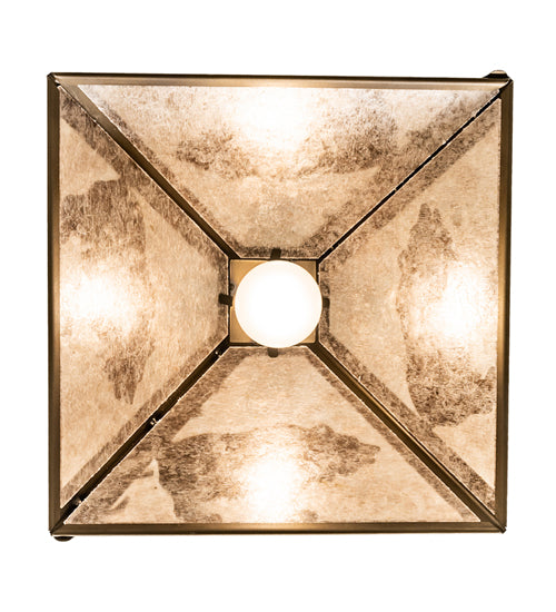 Meyda Lighting Bear at Dawn 16" Antique Copper Pendant Light With Silver Mica Shade Glass