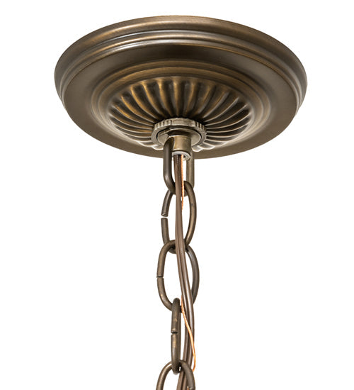 Meyda Lighting Bear at Dawn 16" Antique Copper Pendant Light With Silver Mica Shade Glass