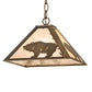 Meyda Lighting Bear at Dawn 16" Antique Copper Pendant Light With Silver Mica Shade Glass