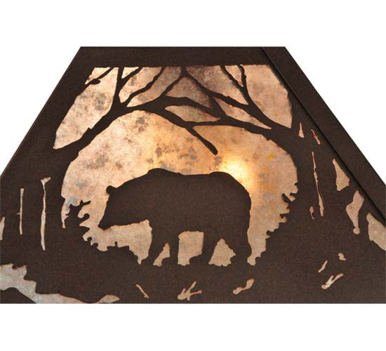Meyda Lighting Bear at Dawn 16"Sq 2-Light Cafe Noir Pendant Light With Silver Mica Shade Glass